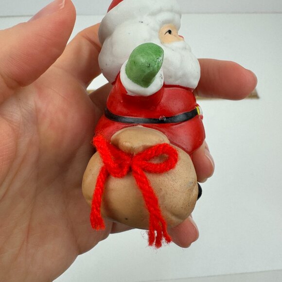 Vtg Small Ceramic Porcelain Santa Clause Christmas Bell Gifts Candy Cane Jolly - Picture 9 of 9